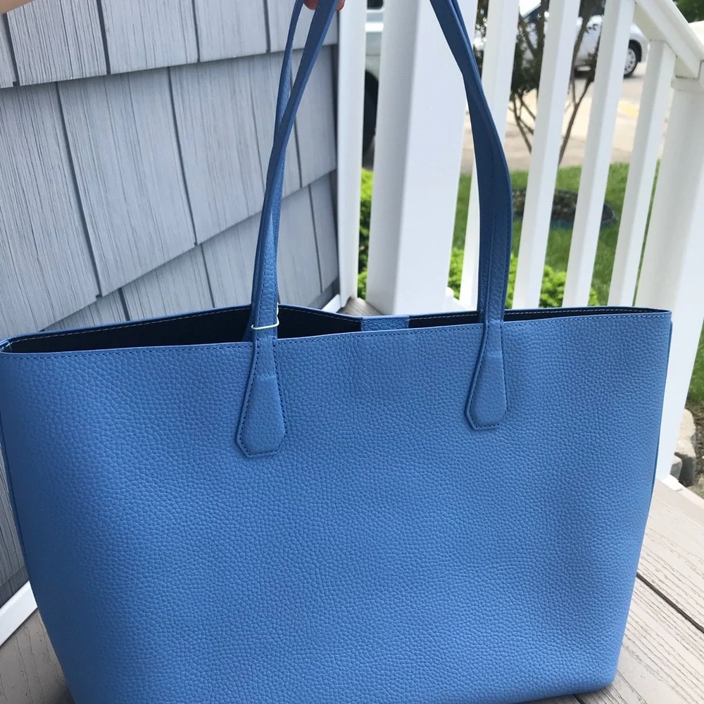 Tory Burch Light Blue Leather Tote Bag